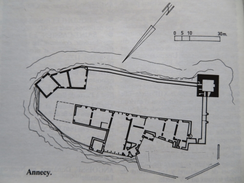 Plan du chteau d'Annecy d'aprs les sources