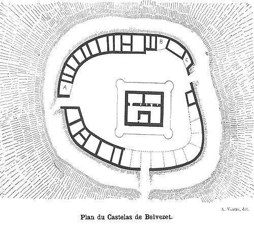 Plan du castelas de Belvezet trouvé sur Persée