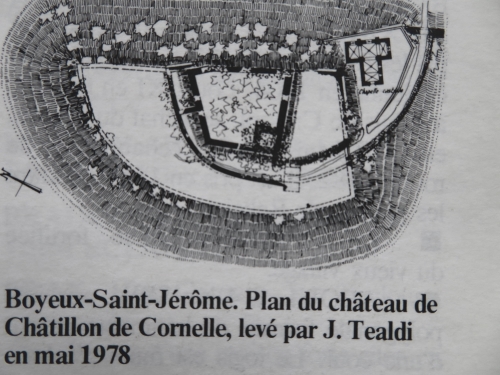 Plan du chteau de Chtillon de Cornelle d'aprs les sources