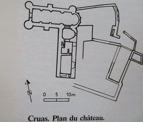 Plan du chteau de Cruas d'aprs bibliographie