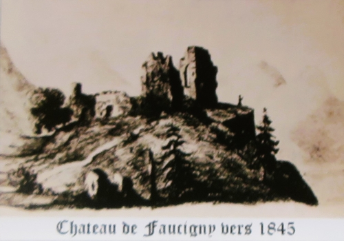 Image ancienne du chteau de Faucigny d'aprs les sources