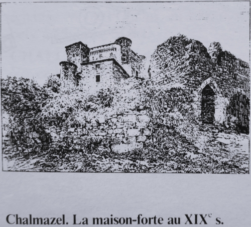 Représentation du château de Chalmazel d'après les sources