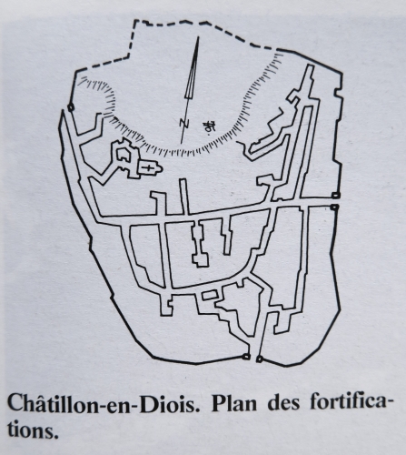 Plan du château de Chatillon en Diois d'après les sources