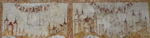 Dtail Fresque du chteau d'Anthon visibles dans l'glise de Saint Maurice de Gourdans