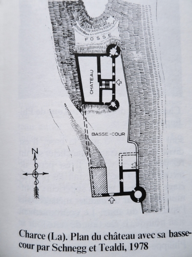 Plan du château de La Charce d'après les sources