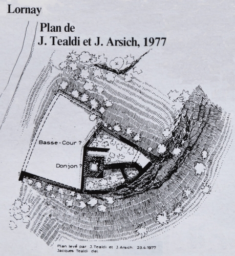 Plan du château de La Cour à Lornay d'après les sources