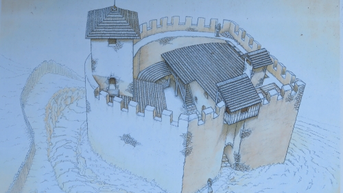 Reconstitution du château de Montanier d'après les sources