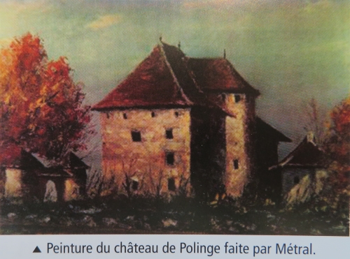 Peinture du Château de Polinge ou Pollinge faite par Metral d'après les sources