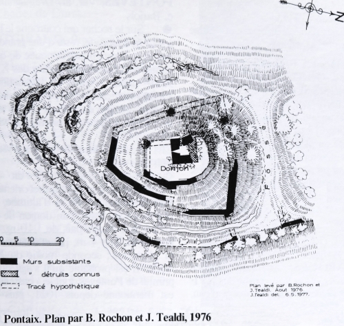 Plan du château de Pontaix d'après les sources