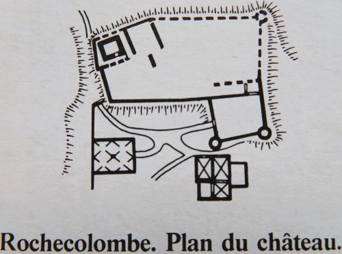 Plan du château de Rochecolombe d'après bibliographie